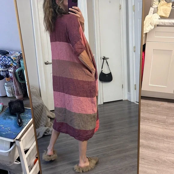 Humanoid Oversized Linen Striped Dress  Made in Romania - Picture 4 of 9